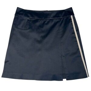 ANNIKA Cutter & Buck Navy Blue + Cream Stripe Back Zip Tennis Golf Skort, Size 6